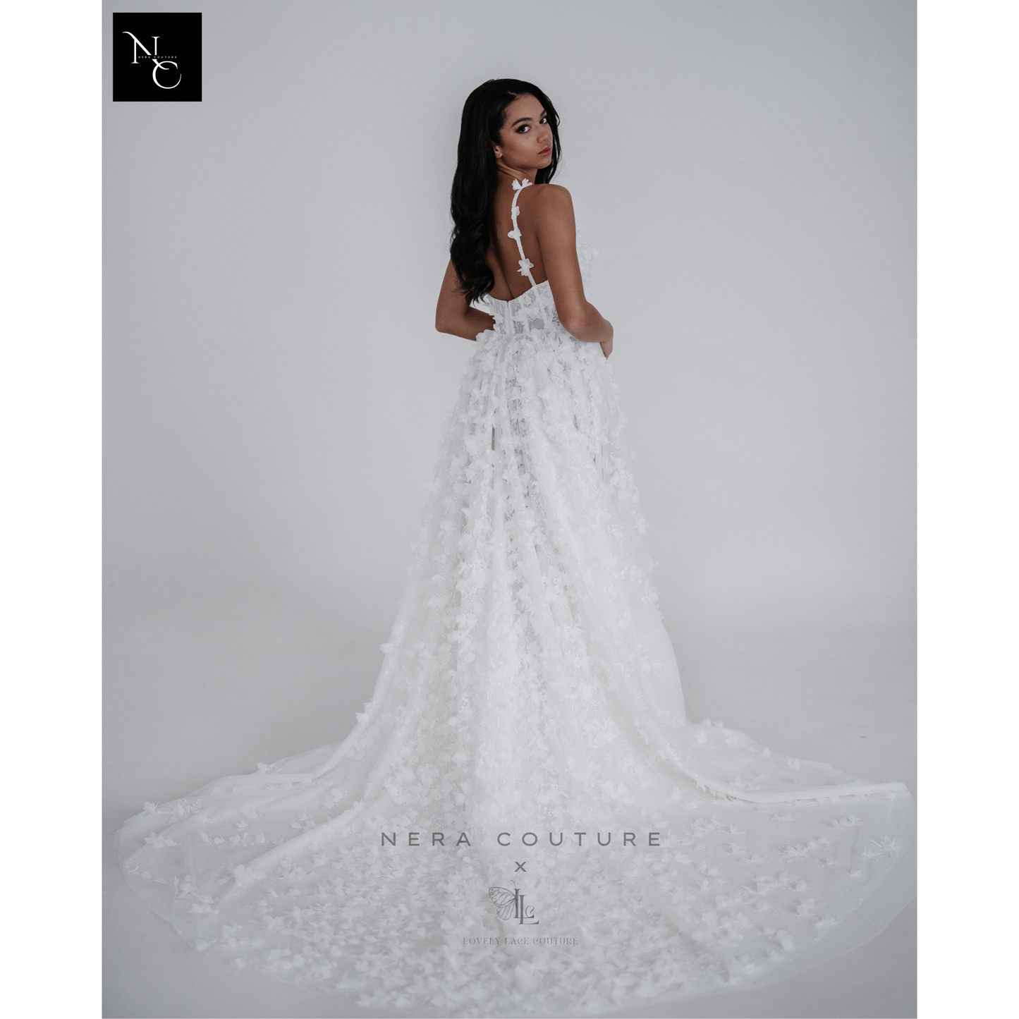 LILLY Dress - dreamy white a-line wedding dress with 3d flowers