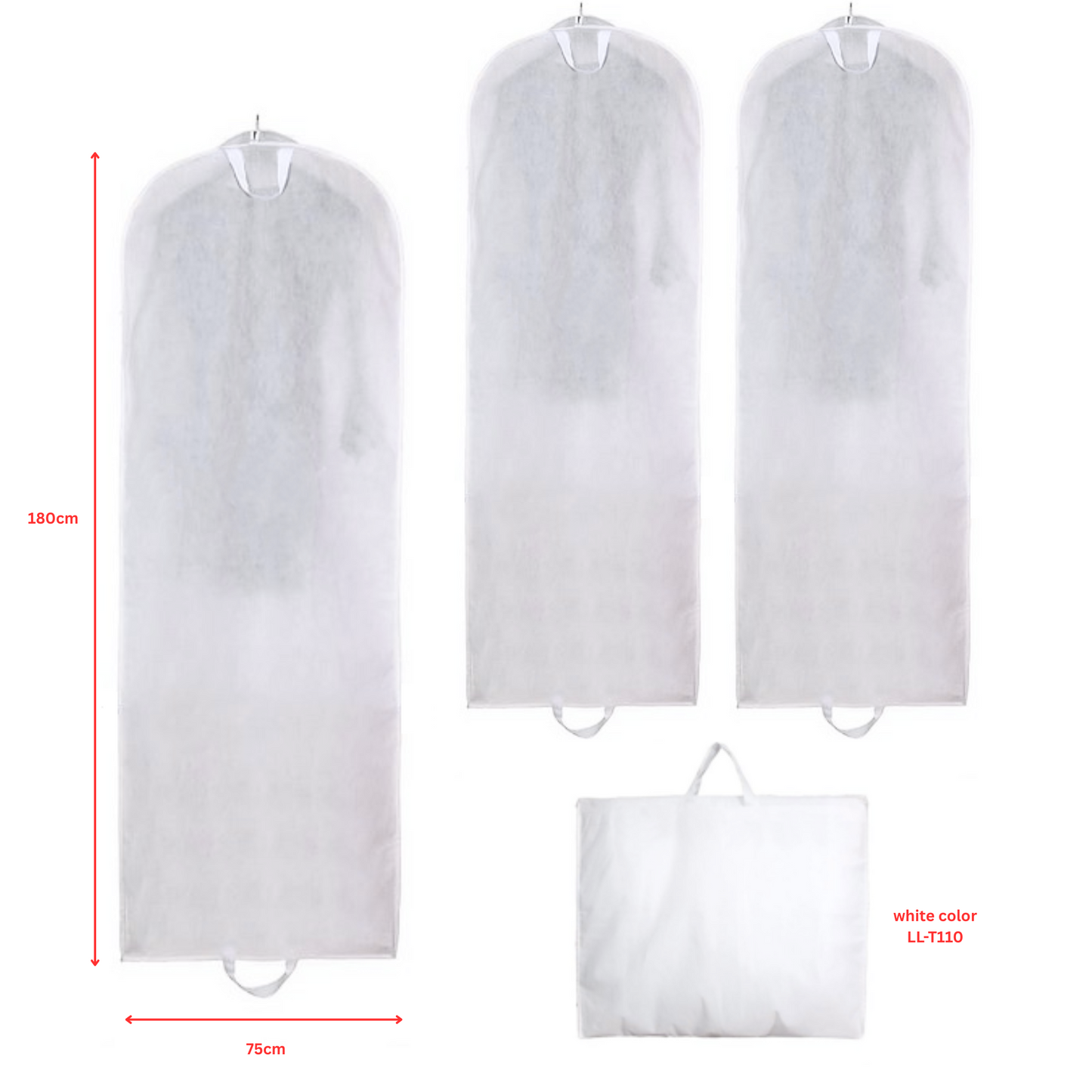 garment bag for eveningdresses or bridal dresses in white or black color