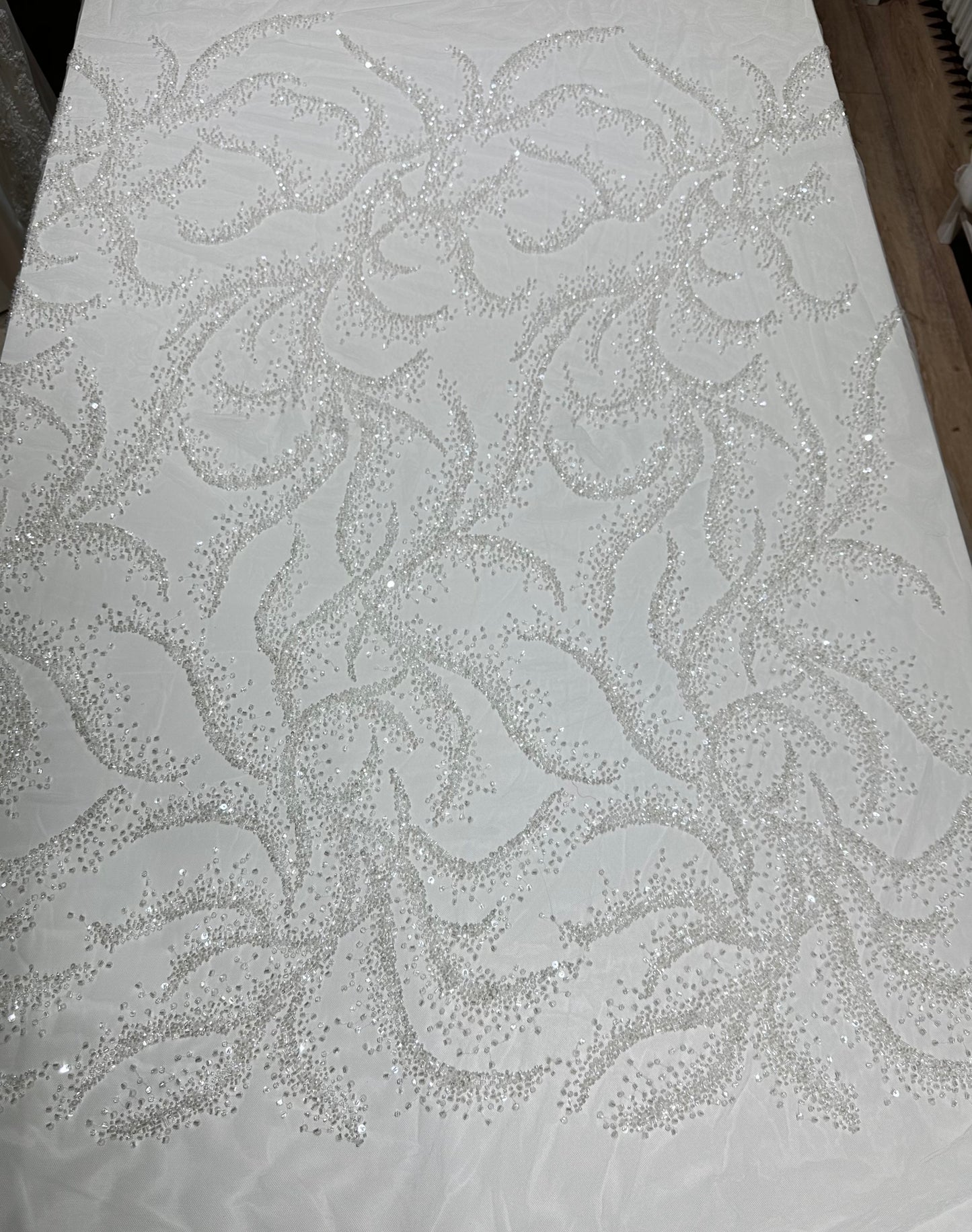 LL-1587, high-end lace fabric with wave pattern