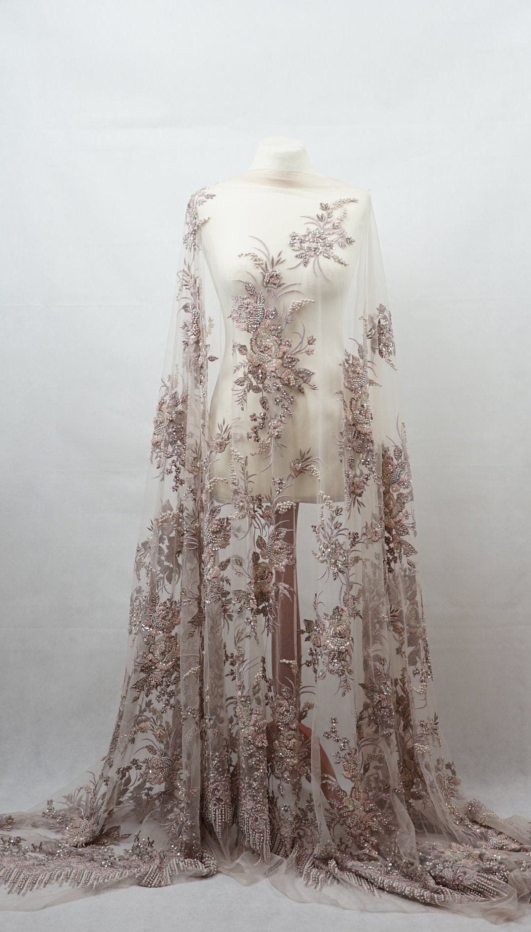 3D Highend handbeaded floral lace, couture lace, evening lace, embroidery lace, bridal lace, Unique lace, Flower Lace, French LL-1134