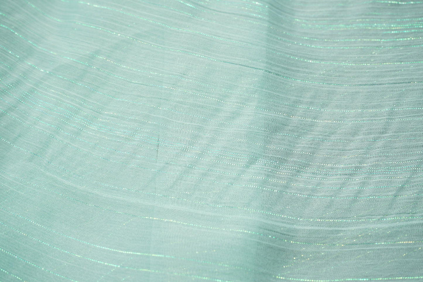Mint Chiffon Fabric with sparkling stripes, high quality fabric, soft chiffon fabric for dresses, blouses or trousers LL-1169