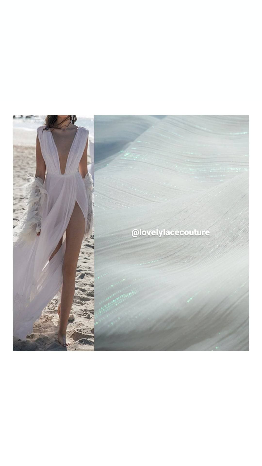 White Chiffon Fabric with sparkling stripes, high quality fabric, soft chiffon fabric for dresses, blouses or trousers LL-1172