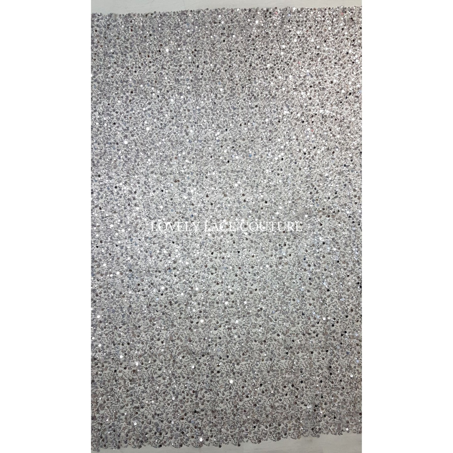 Beaded bridal lace fabric with big sequins in grey, Pallas Couture Lace Fabric, luxurious beaded wedding dress lace, designer lace LL-1440