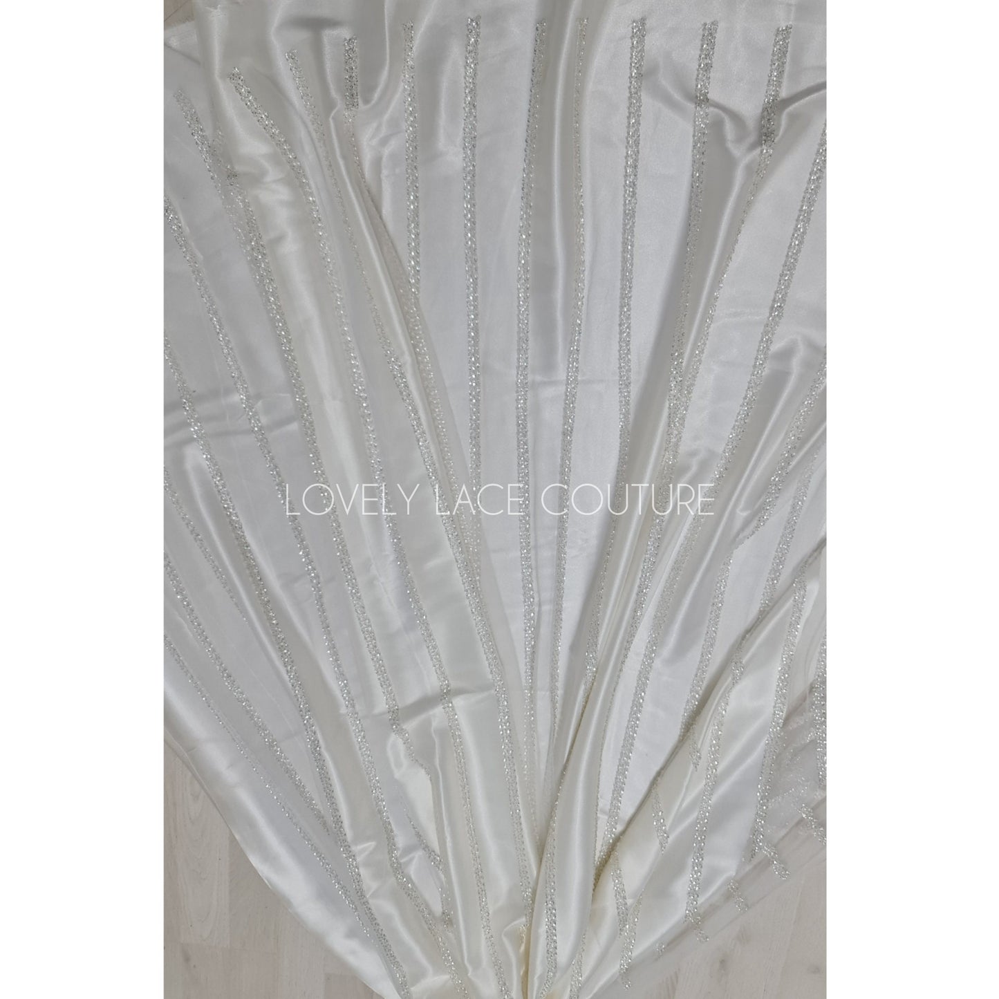 Beautiful modern lace fabric with beads and sequins in white color, bridal lace by yards, Couture Lace Fabric, wedding dress lace LL-1435
