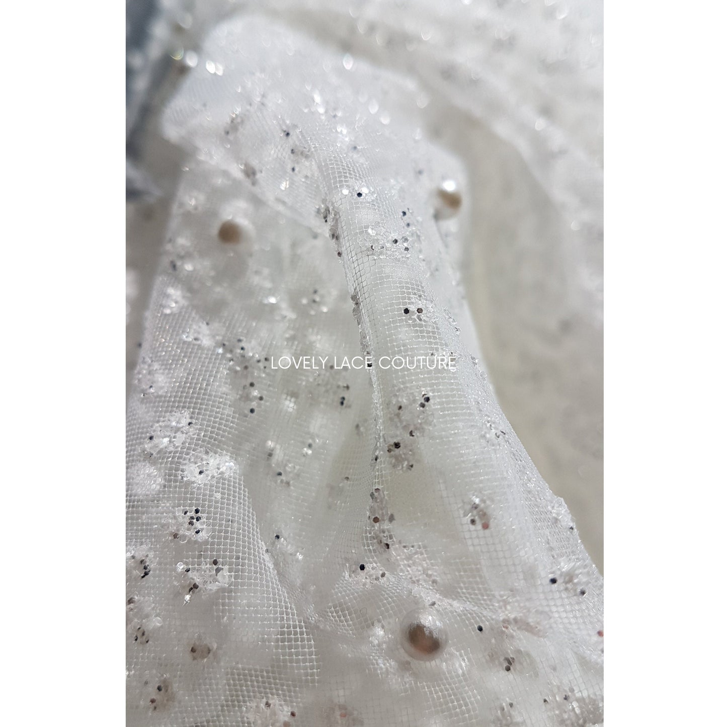 Soft Pearl-Tulle Fabric with glitter for bridal veils and wedding dresses, beautiful bridal tulle fabric, veil tulle, tulle in white LL-1464