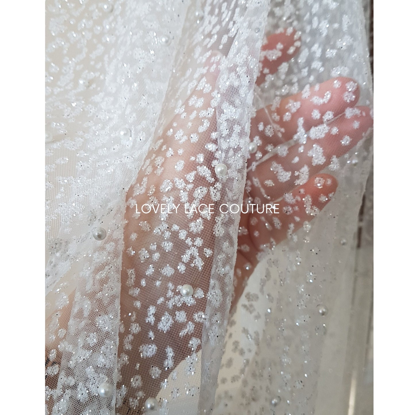 Soft Pearl-Tulle Fabric with glitter for bridal veils and wedding dresses, beautiful bridal tulle fabric, veil tulle, tulle in white LL-1464