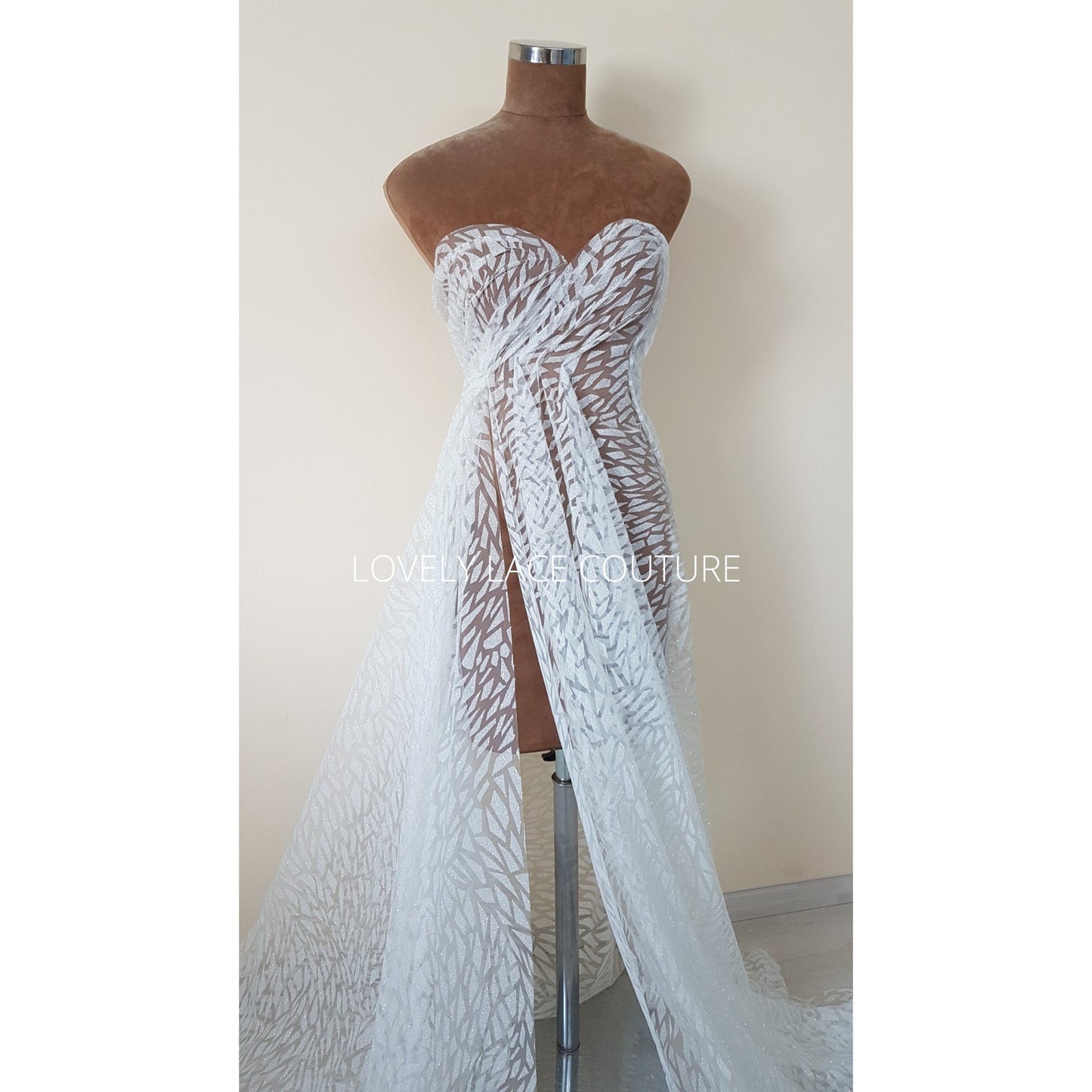Gorgeous modern glitter tulle design, glitter fabric in color white LL- 1466-1 or nude LL-1466-2, net fabric with abstract design