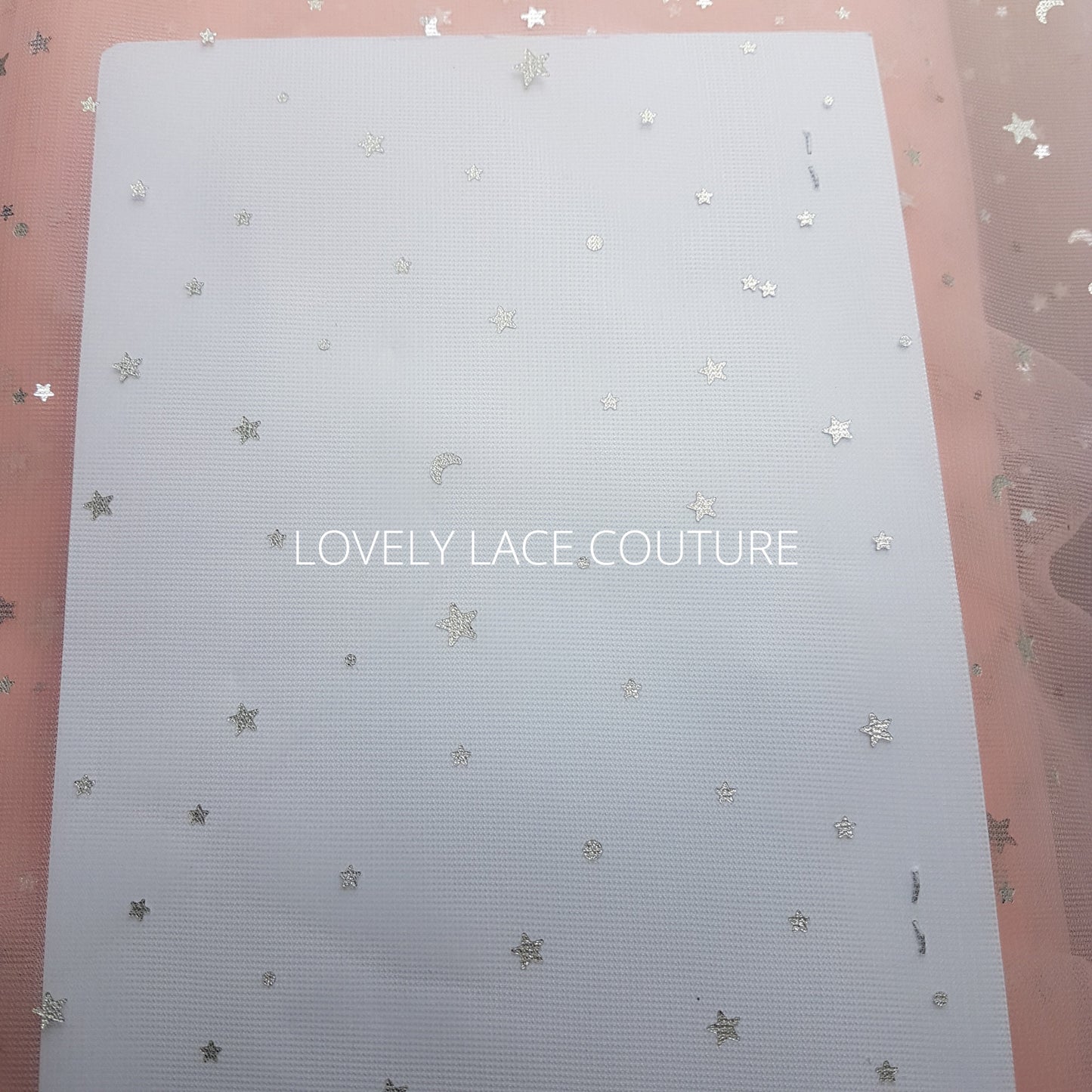 Soft tulle fabric, star and moon tulle print in rosé color LL-1468, margaret flowers print in yellow color LL-1469, printed mesh fabric