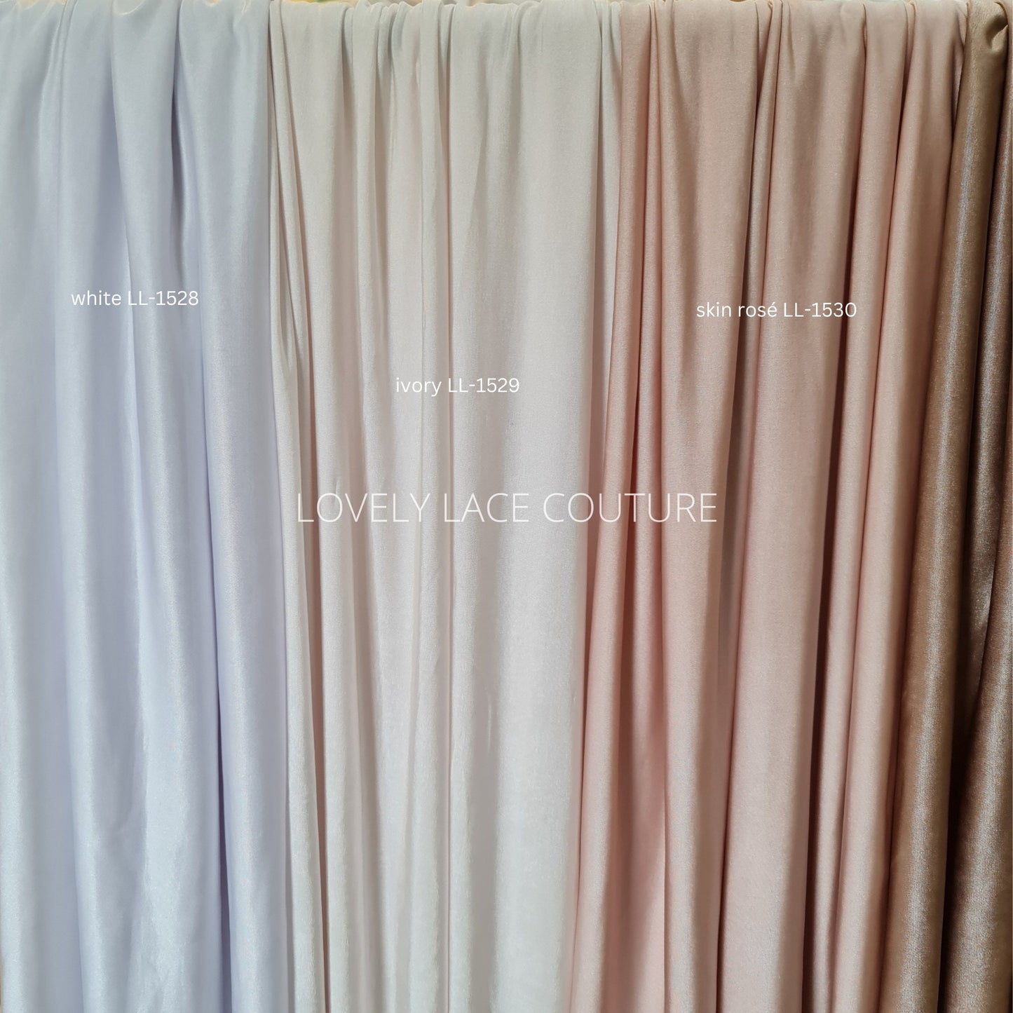 Soft and shiny 2-way MeshSpandex Fabric in white, ivory, skin, pink, mint, red, bordeaux, dark green and black color, highly elastic
