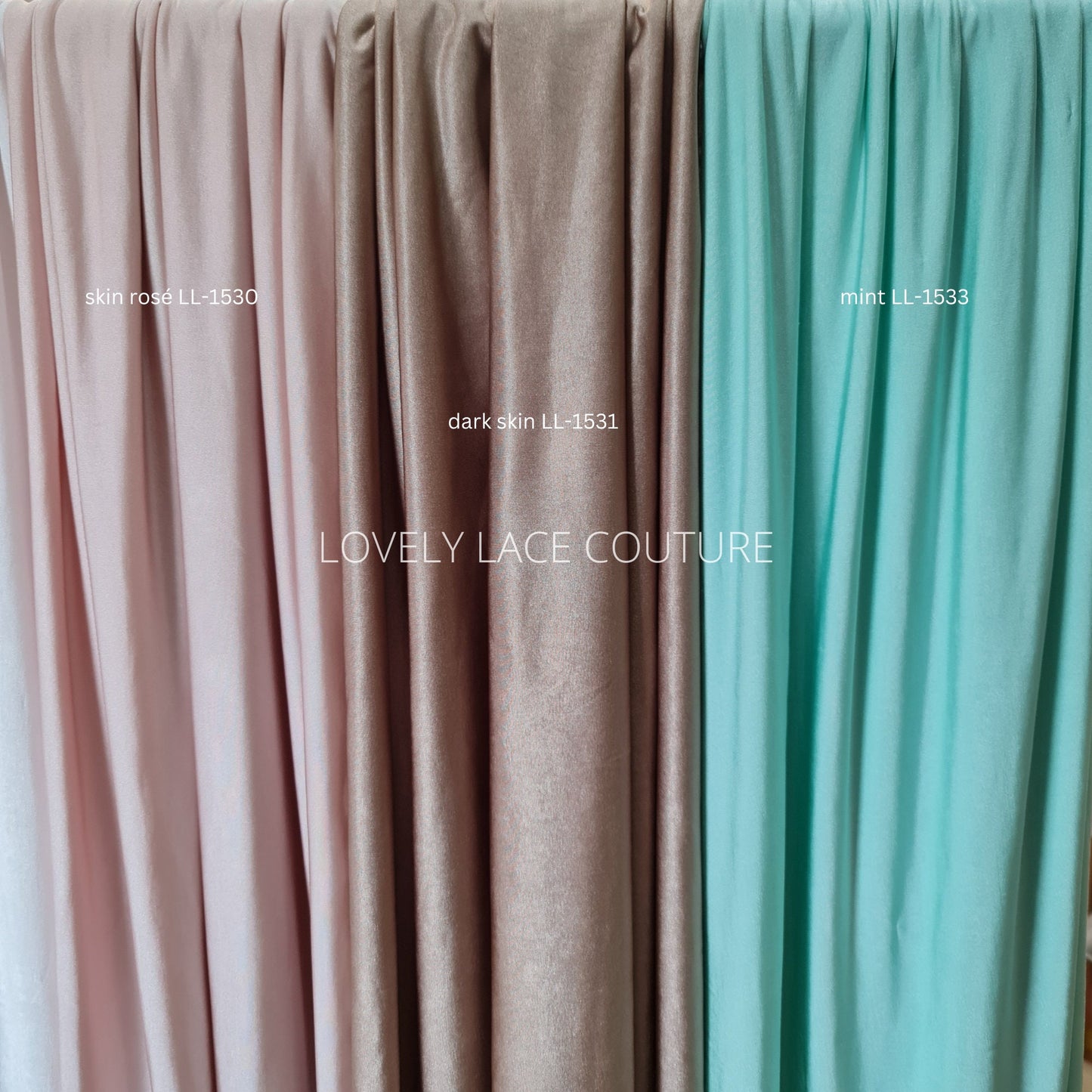 Soft and shiny 2-way MeshSpandex Fabric in white, ivory, skin, pink, mint, red, bordeaux, dark green and black color, highly elastic