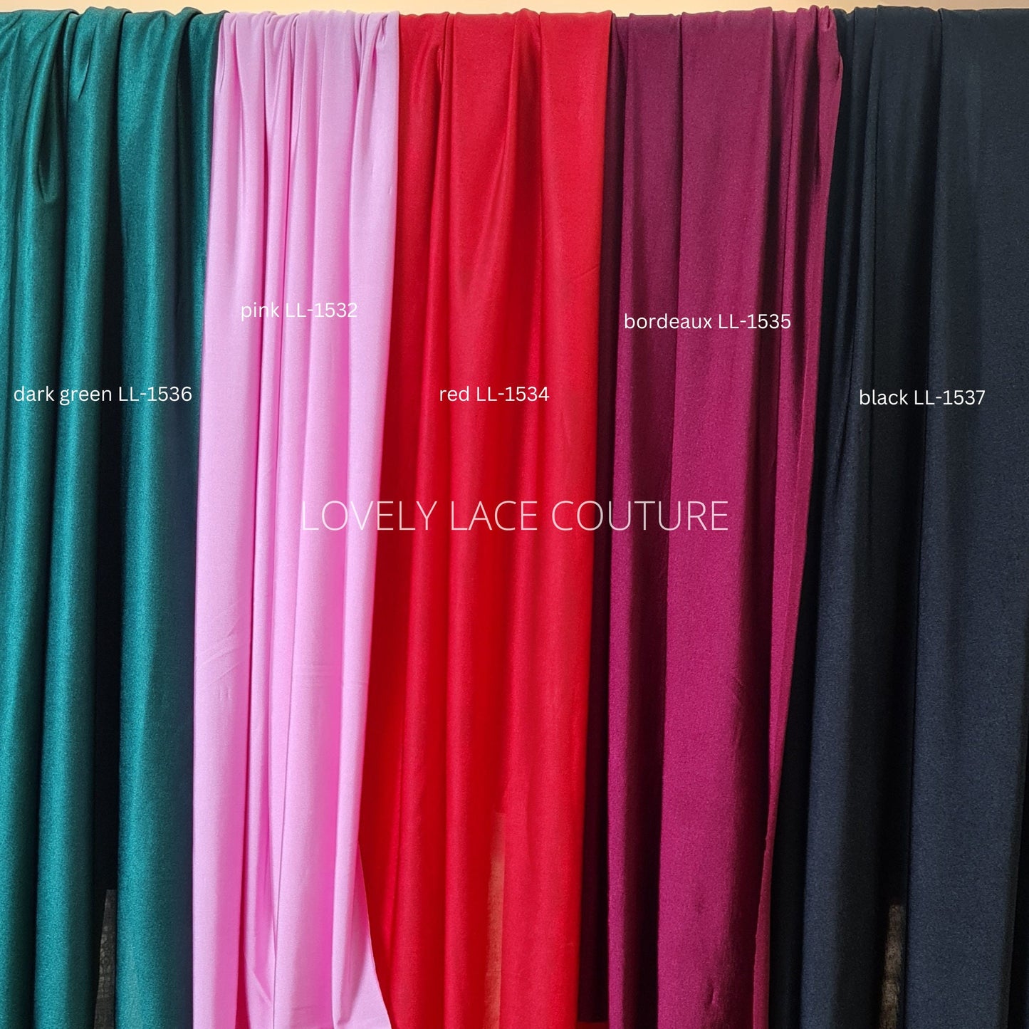 Soft and shiny 2-way MeshSpandex Fabric in white, ivory, skin, pink, mint, red, bordeaux, dark green and black color, highly elastic
