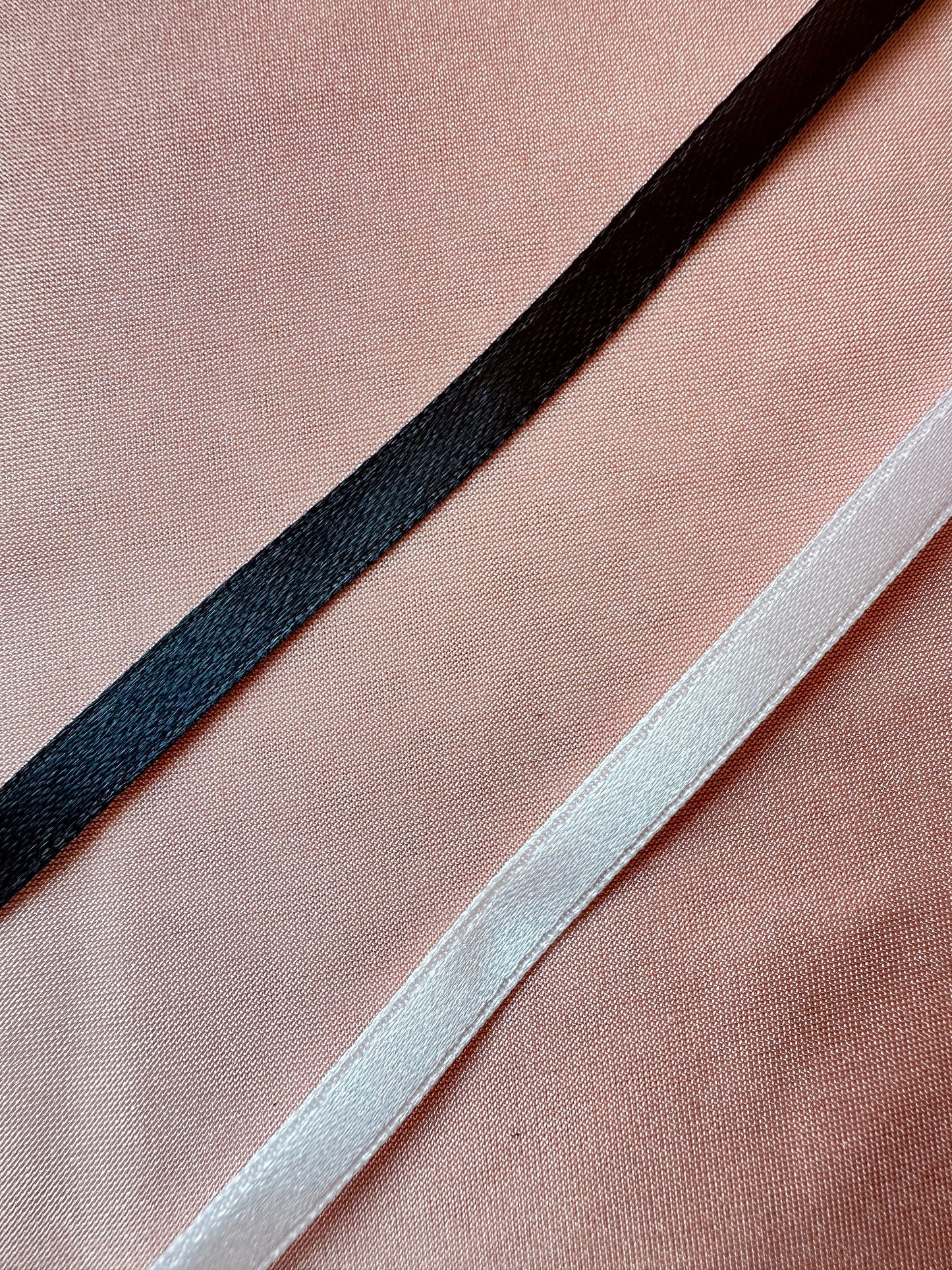 27Meter satin ribbon 6mm wide, in off-white or black color, LL-B100