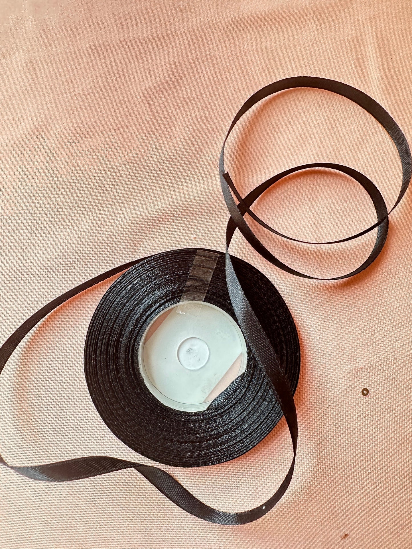 27Meter satin ribbon 6mm wide, in off-white or black color, LL-B100