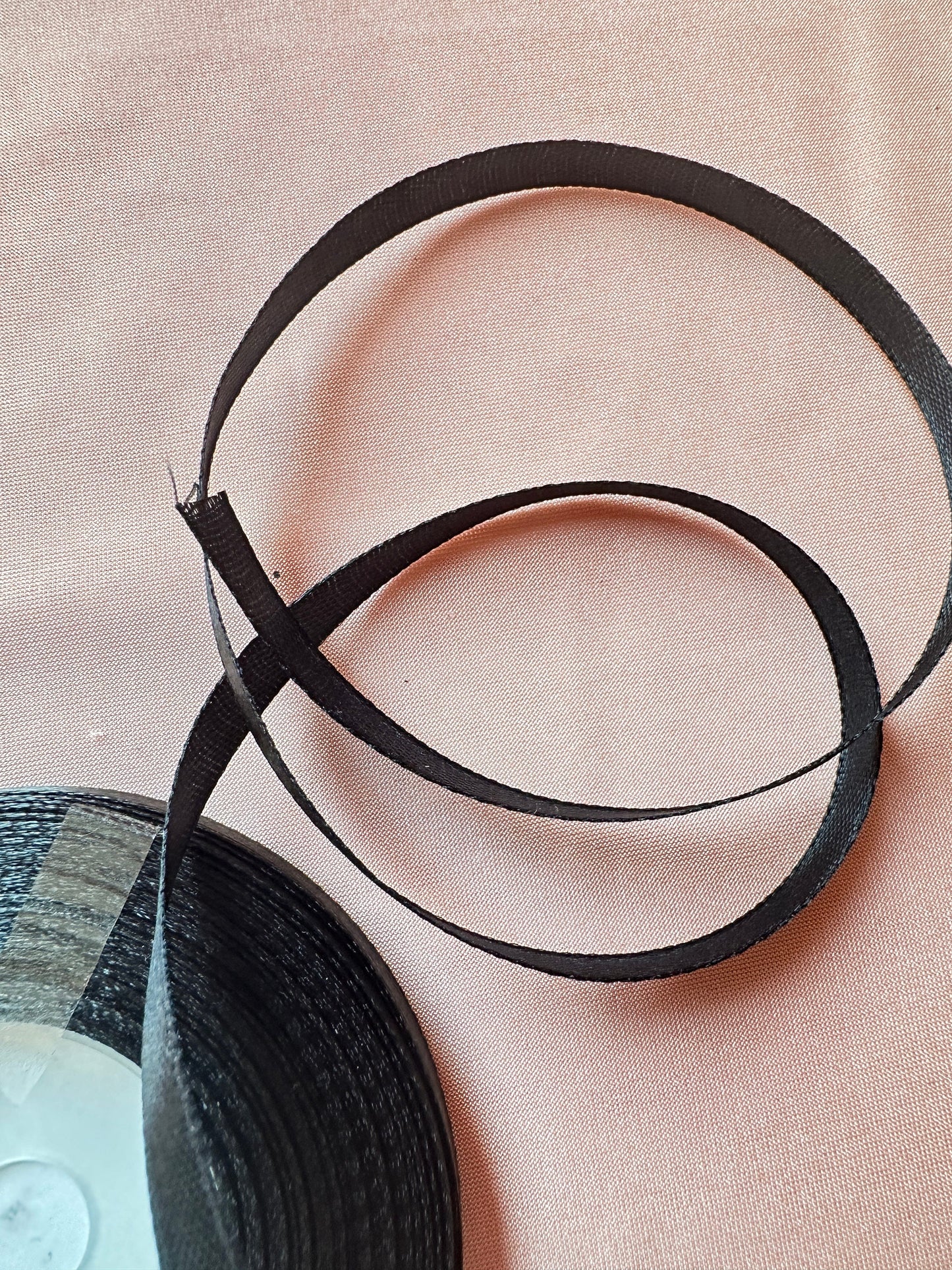 27Meter satin ribbon 6mm wide, in off-white or black color, LL-B100
