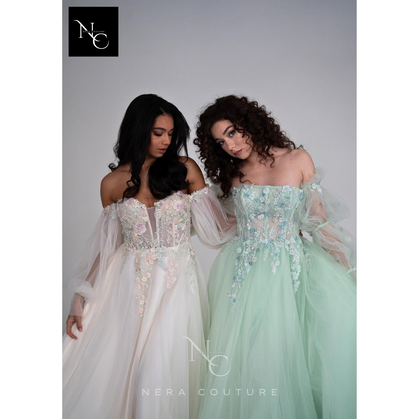 Bridgerton / Victorian inspired dress, a line weddingdress in mint color, fairy tale dress with sleeves princess bridal dress ballgown