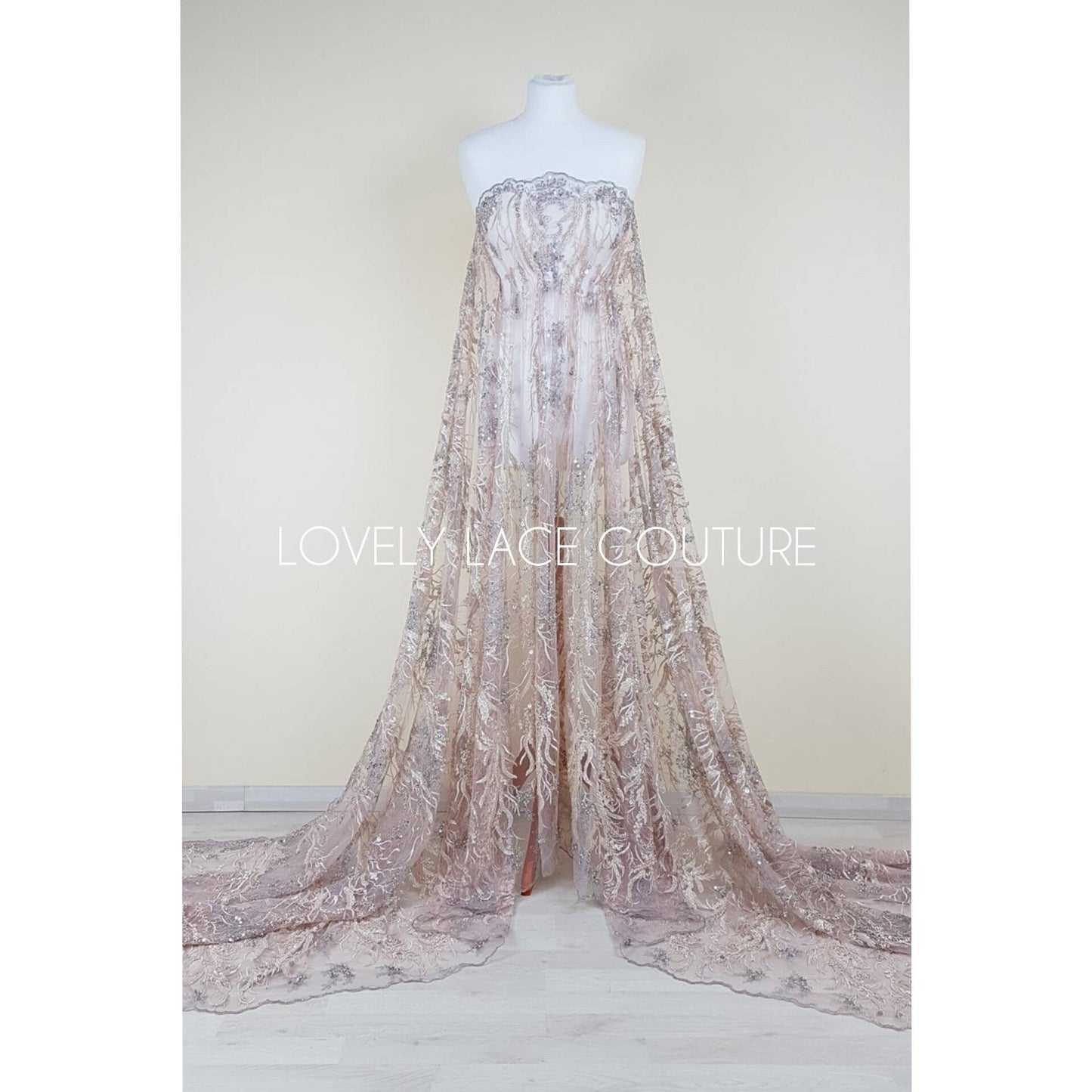 lace fabric in rose color