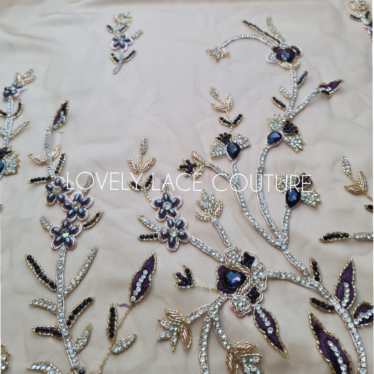 3D Handbeaded Lace Fabrics