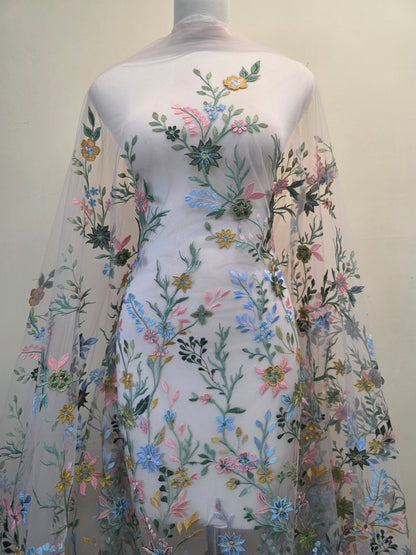 Multi color Flower lace fabric, LL-1570