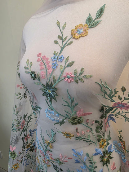 Multi color Flower lace fabric, LL-1570