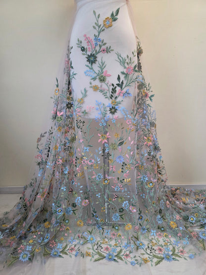 Multi color Flower lace fabric, LL-1570