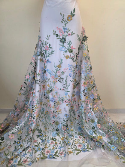 Multi color Flower lace fabric, LL-1570