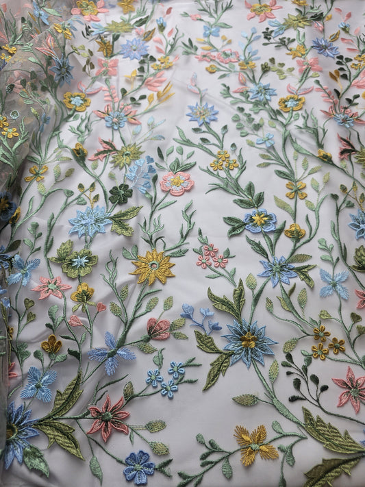 Multi color Flower lace fabric, LL-1570