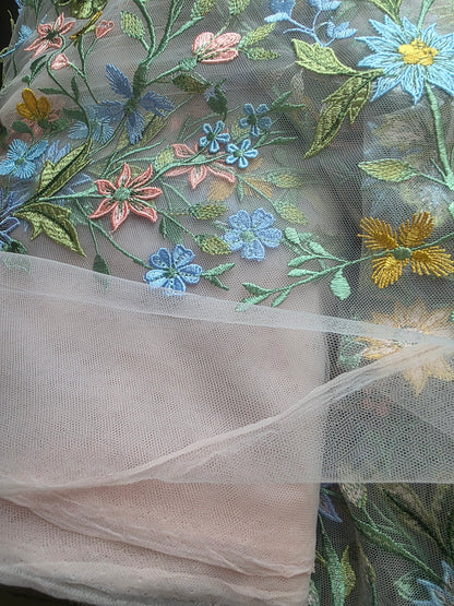 Multi color Flower lace fabric, LL-1570