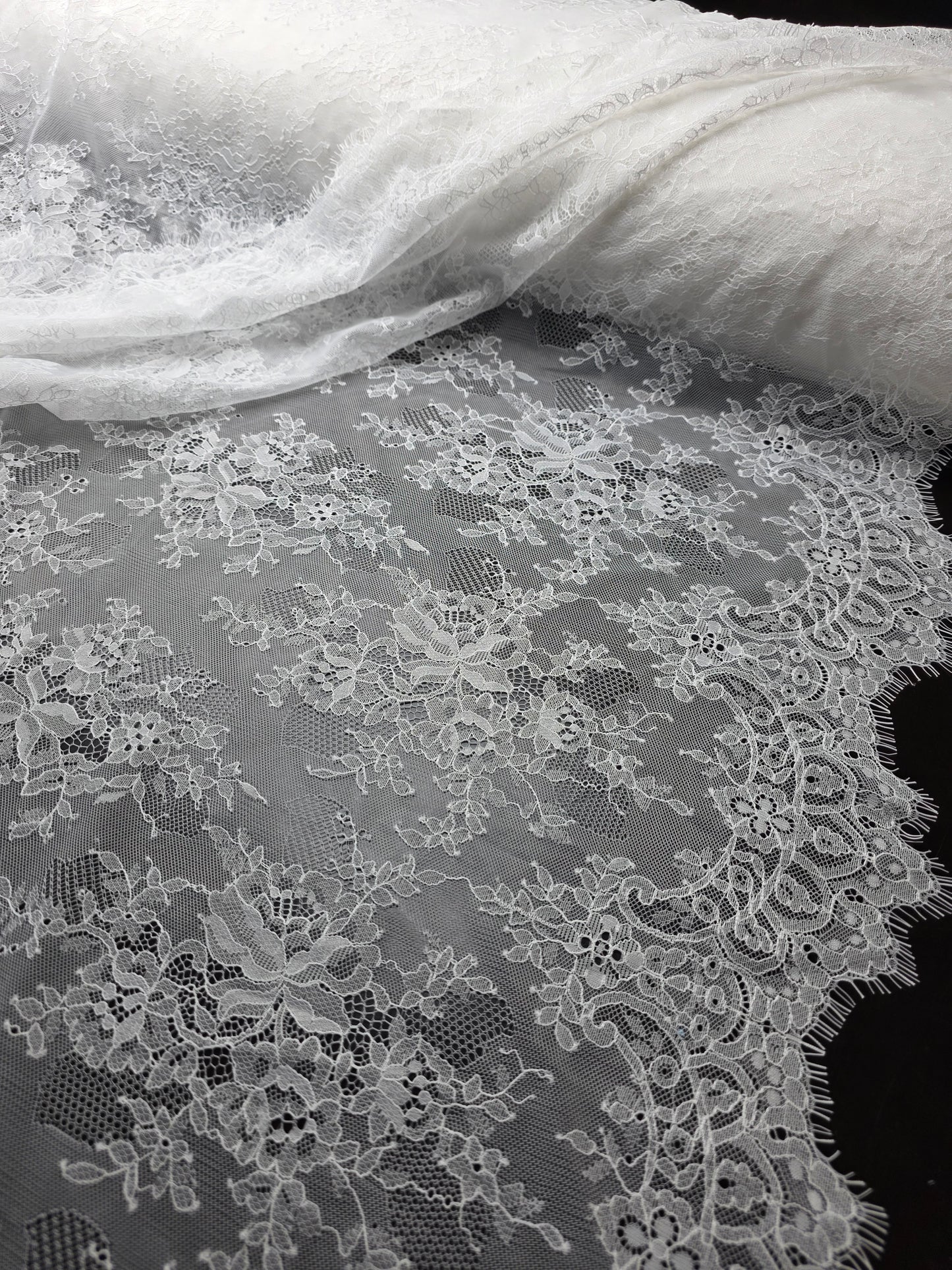 beautiful chantilly lace fabric in black or white color