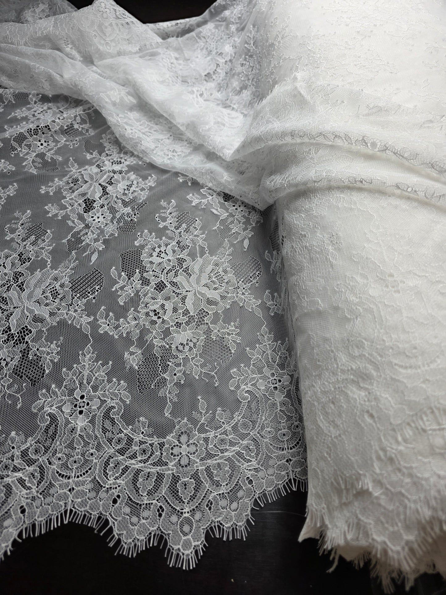 beautiful chantilly lace fabric in black or white color