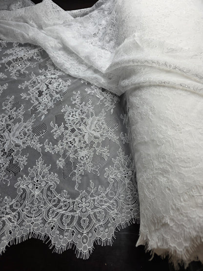 beautiful chantilly lace fabric in black or white color