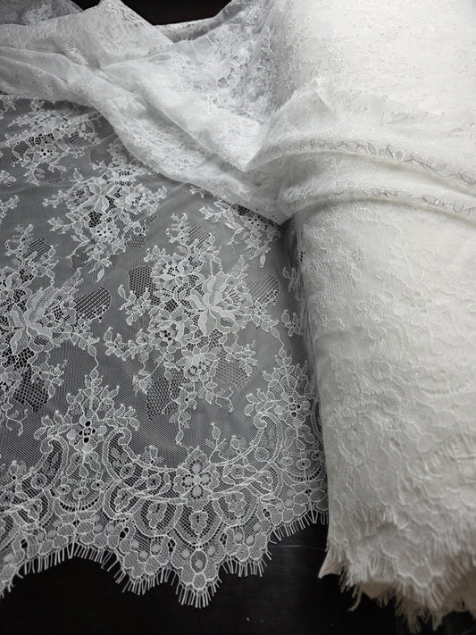 beautiful chantilly lace fabric in white or black color