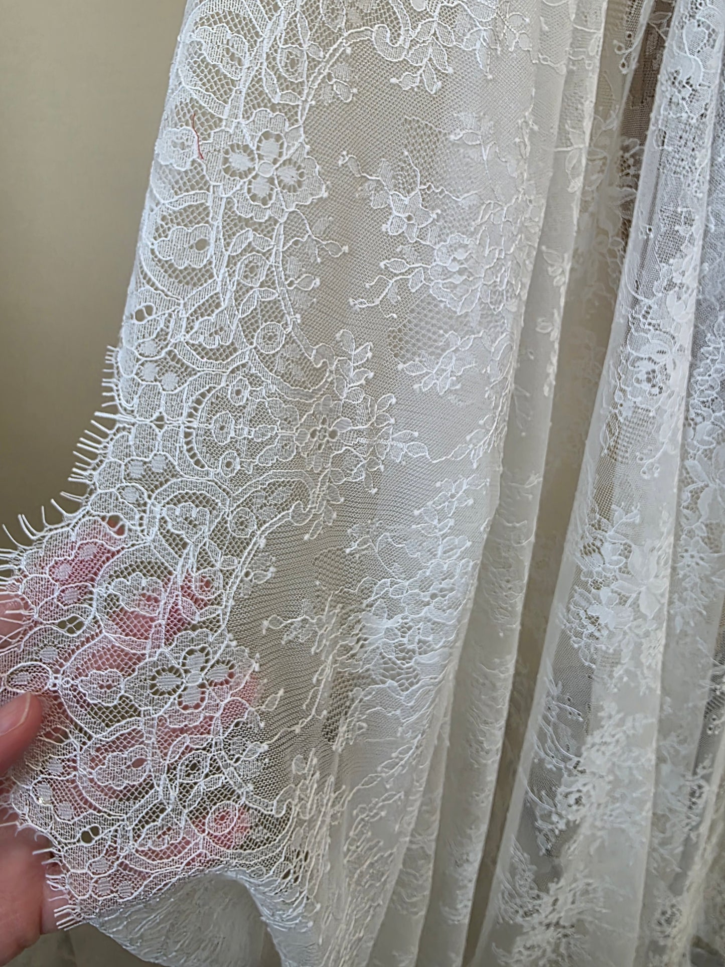 beautiful chantilly lace fabric in black or white color
