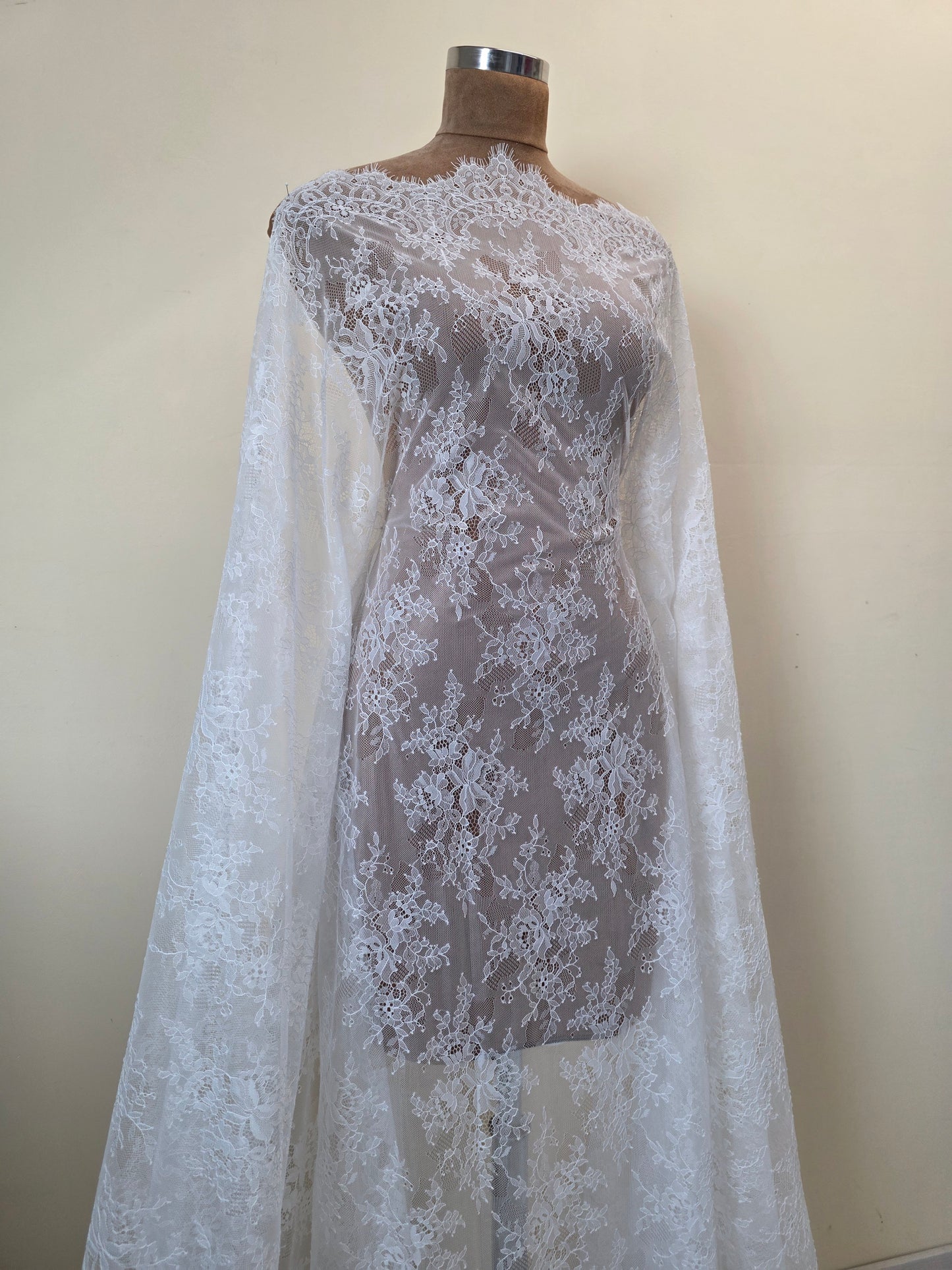 beautiful chantilly lace fabric in black or white color