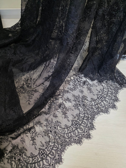 beautiful chantilly lace fabric in black or white color