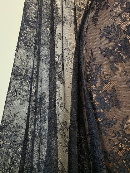 beautiful chantilly lace fabric in black or white color
