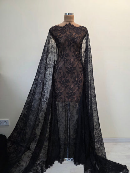 beautiful chantilly lace fabric in black or white color