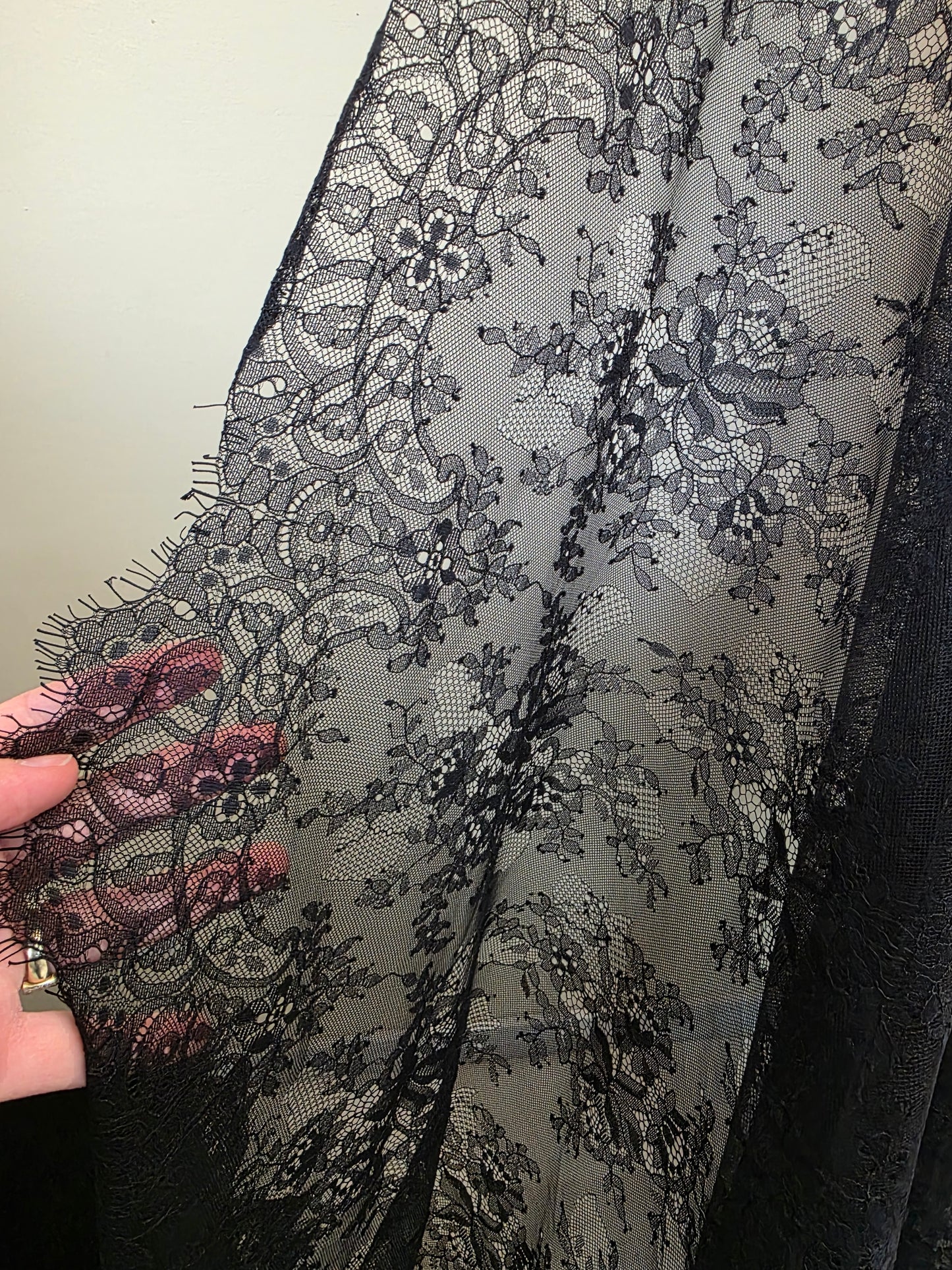 beautiful chantilly lace fabric in black or white color