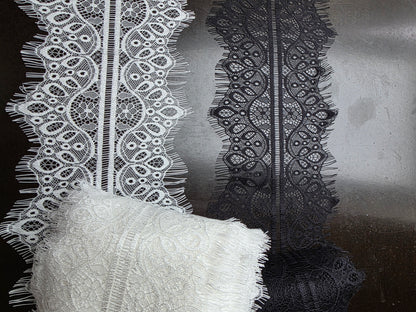 3m long chantilly lace ribbon in white or black color