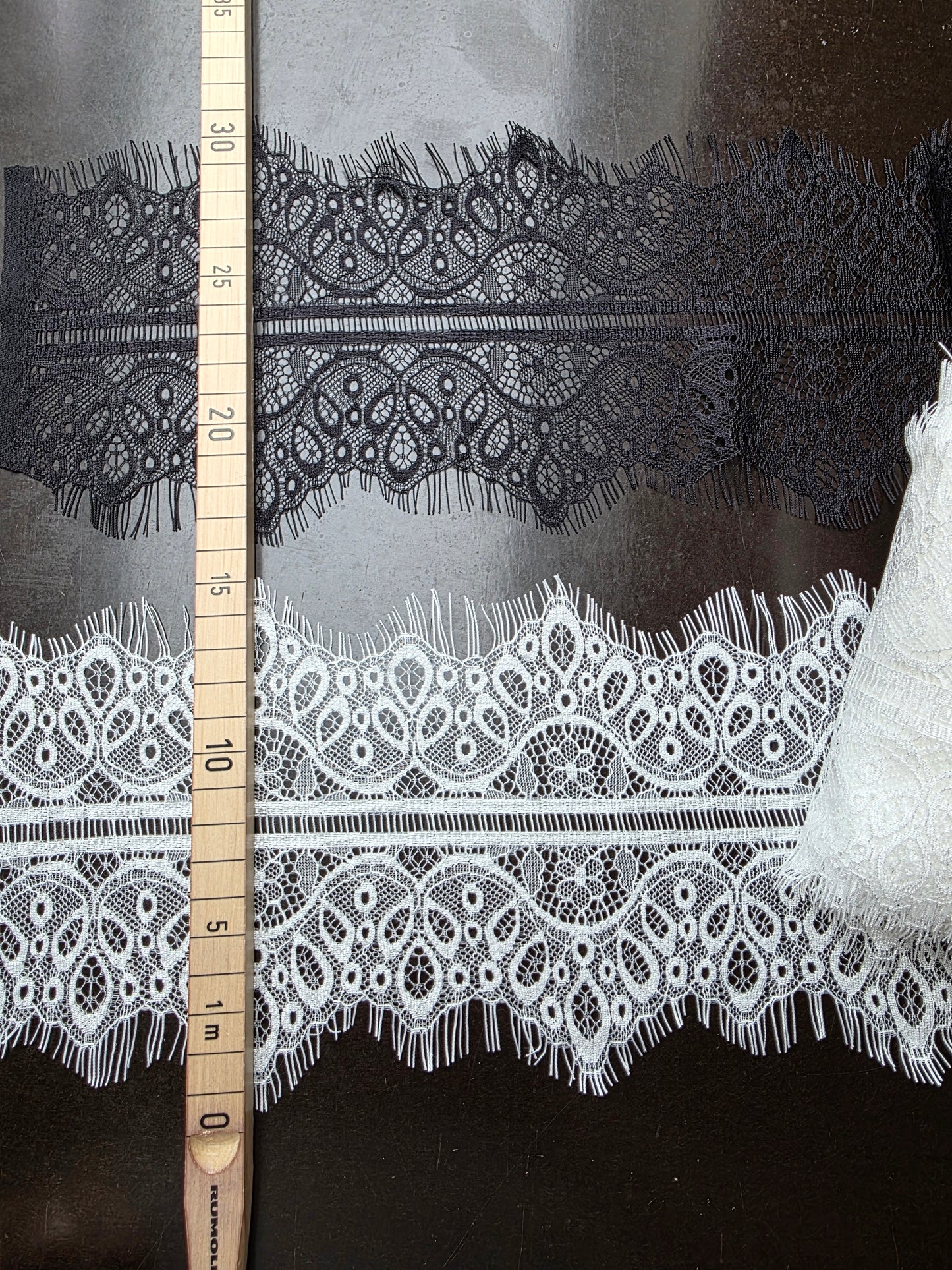 3m long chantilly lace ribbon in white or black color