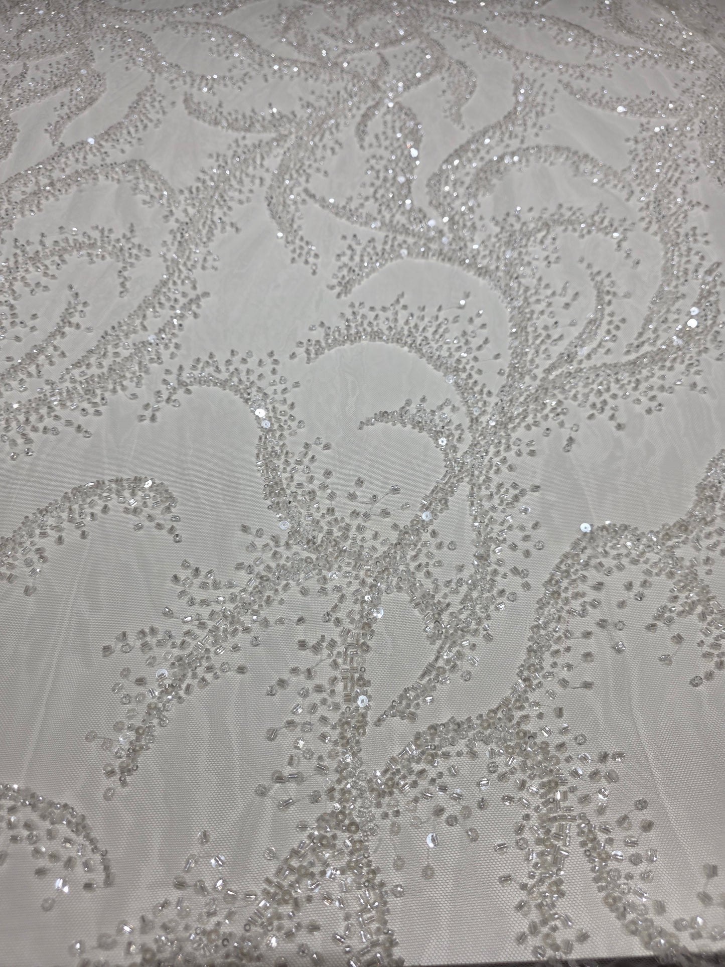 LL-1587, high-end lace fabric with wave pattern