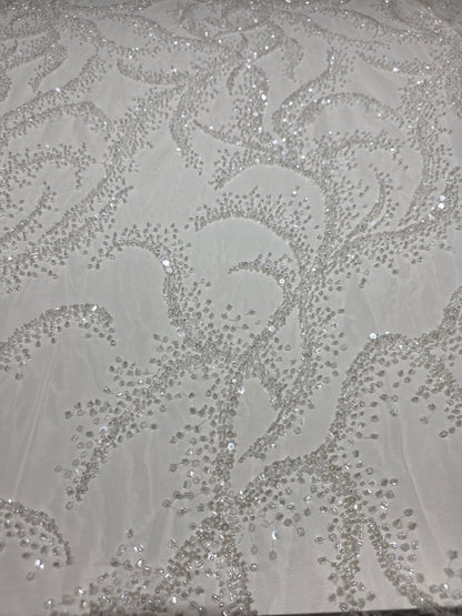 LL-1587, high-end lace fabric with wave pattern