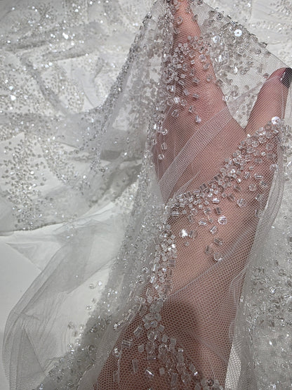 LL-1587, high-end lace fabric with wave pattern