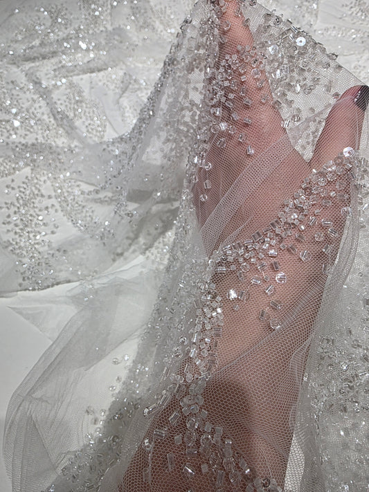 LL-1587, high-end lace fabric with wave pattern