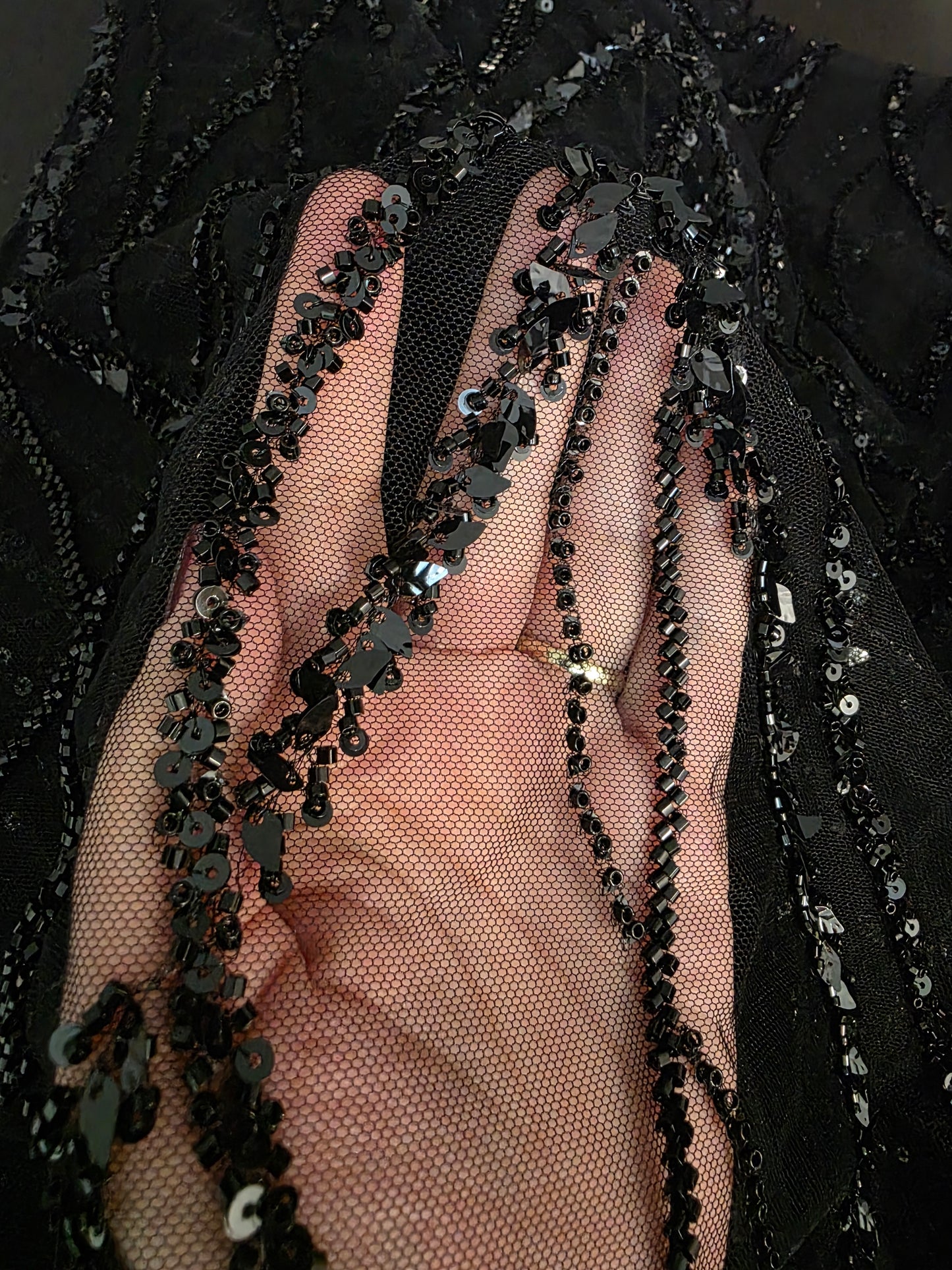 LL-1591, 3d black lace fabric with abstract wave design