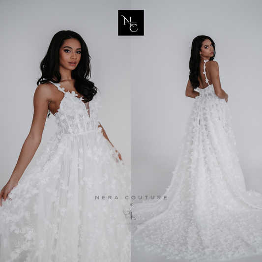 LILLY Dress - dreamy white a-line wedding dress with 3d flowers