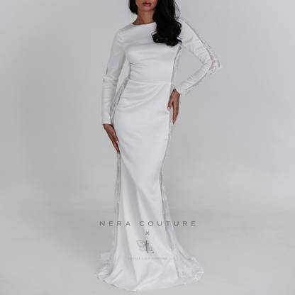 Bridgerton / Viktorianisch inspiriertes Kleid, A-Linien-Brautkleid in Mintfarbe, Märchenkleid mit Ärmeln, Prinzessinnen-Brautkleid, Ballkleid