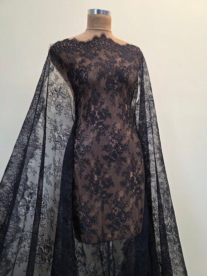 beautiful chantilly lace fabric in black or white color