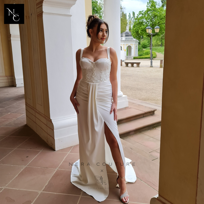 Robe d'inspiration Bridgerton / victorienne, robe de mariée trapèze de couleur menthe, robe de conte de fées avec manches, robe de mariée princesse, robe de bal