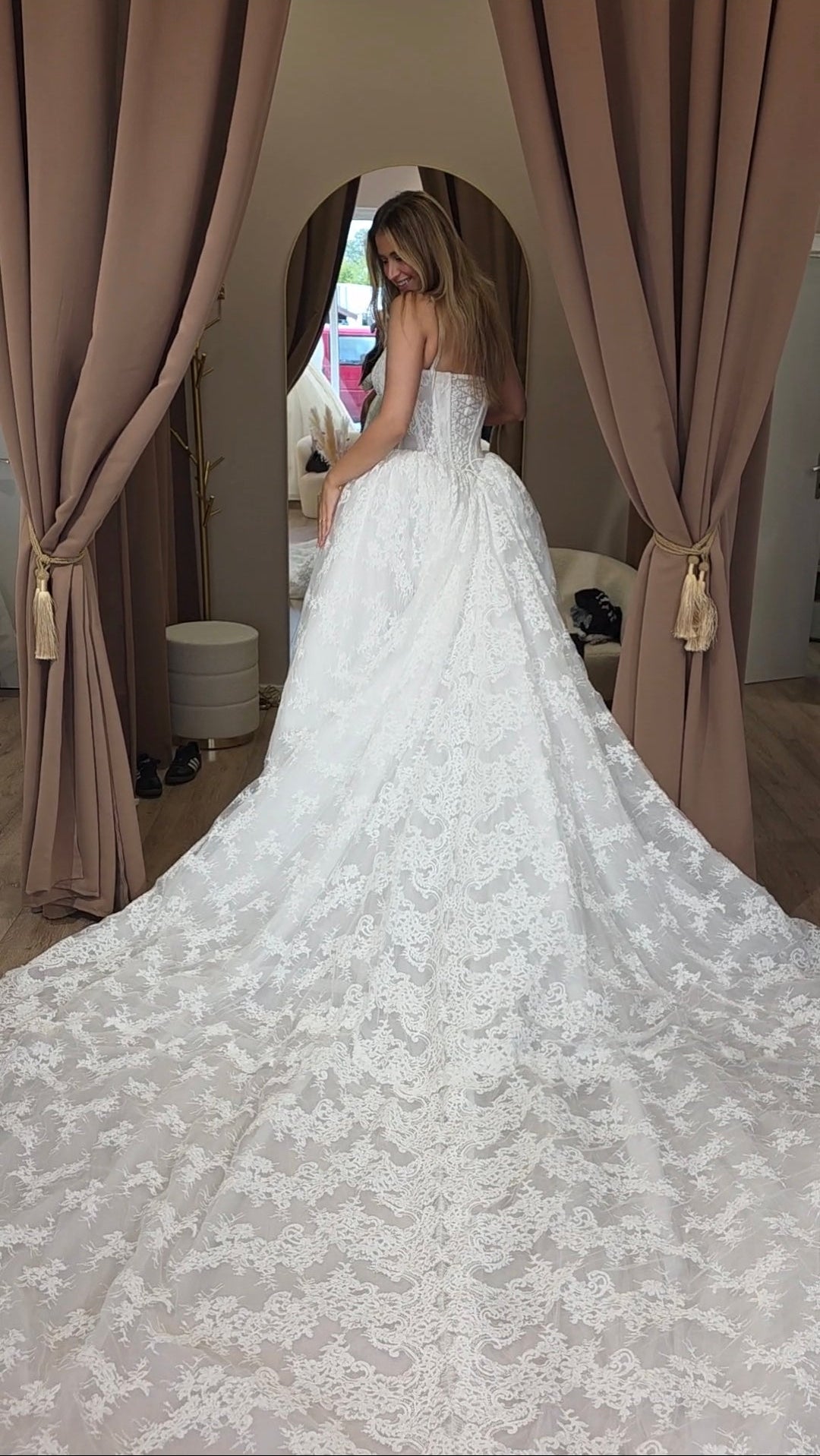 floral lace cord fabric used in a dress