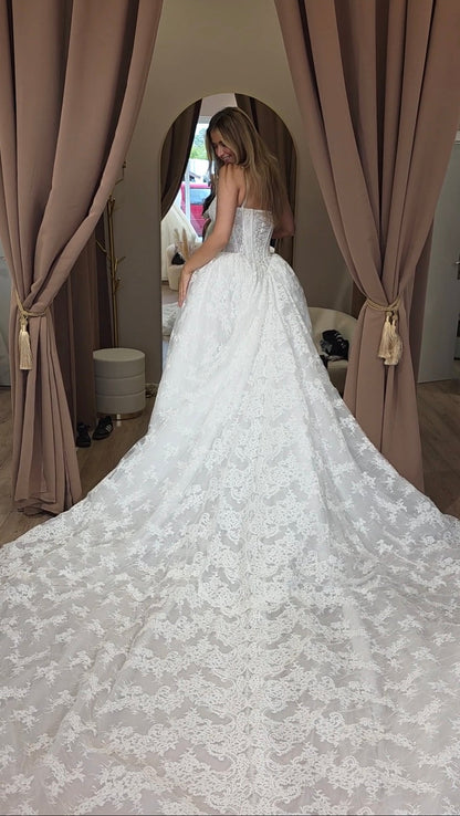 floral lace cord fabric used in a dress